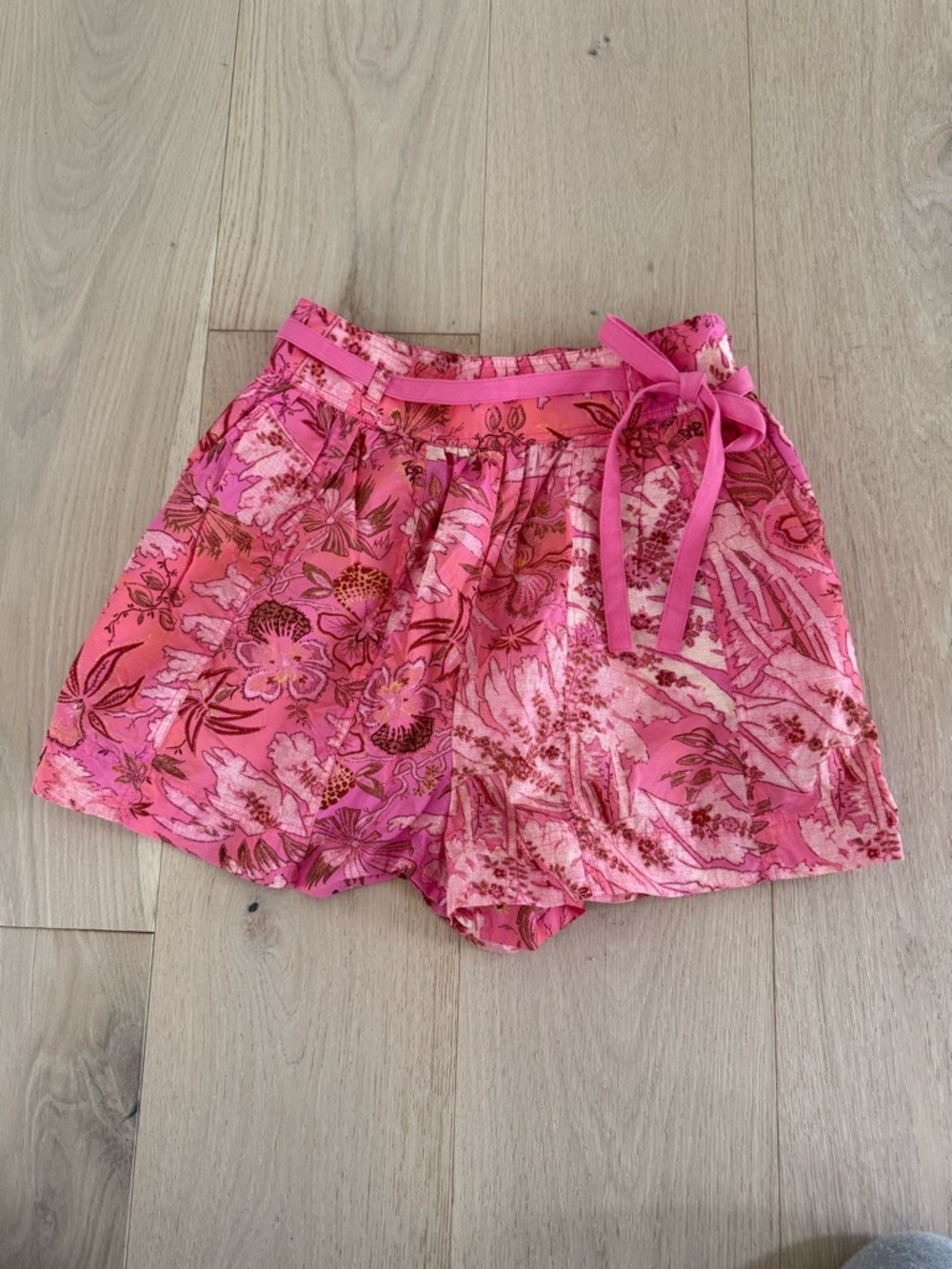 Ulla Johnson Pink Floral Tie-Detail Shorts